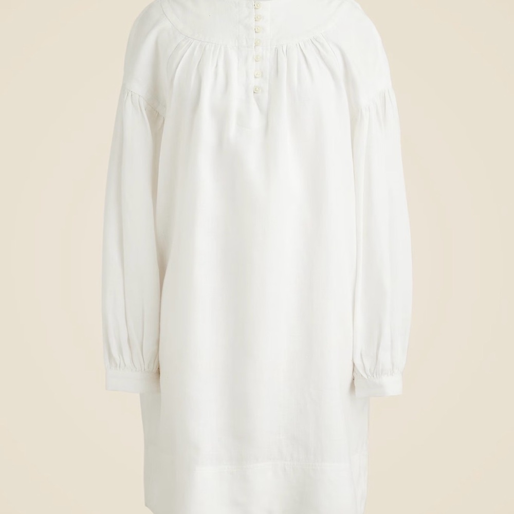 J. Crew White Linen Long-Sleeve Tunic Dress